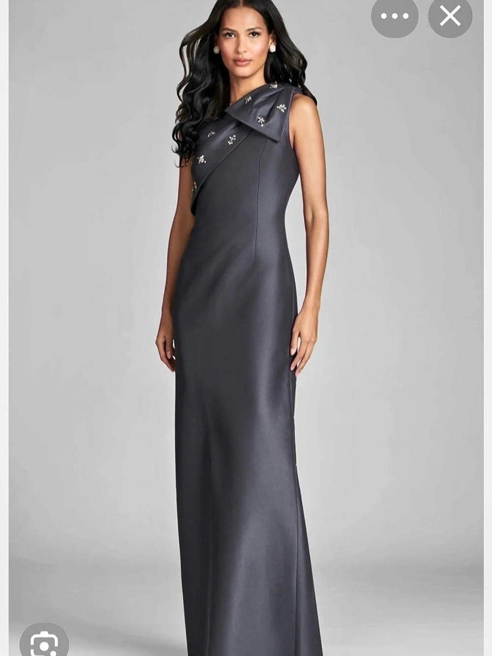 Sachin & Babi Olivia One Shoulder Bow Gown, Gray, Mother of the bride/groom